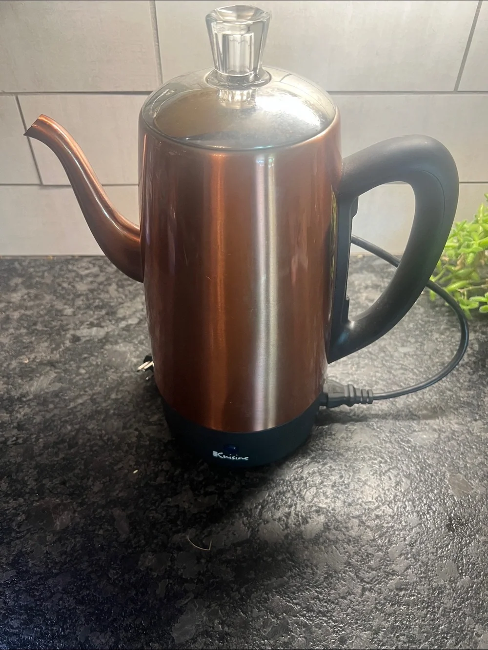 12 cup Euro Cuisine Electric Gooseneck Coffee pot in Copper. Lightly used.